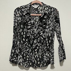 Womens Ruffle Blouse 8 Phoebe Buffay Y2K Maximalist Secretary Flare Sleeve Retro